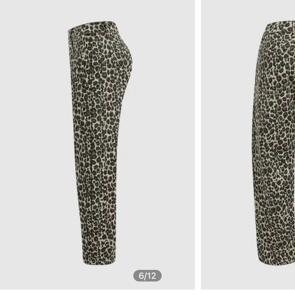 Leopard Print Seam Detail Mid Rise Barrel Leg Pants jeans L MC2 - Picture 5 of 8